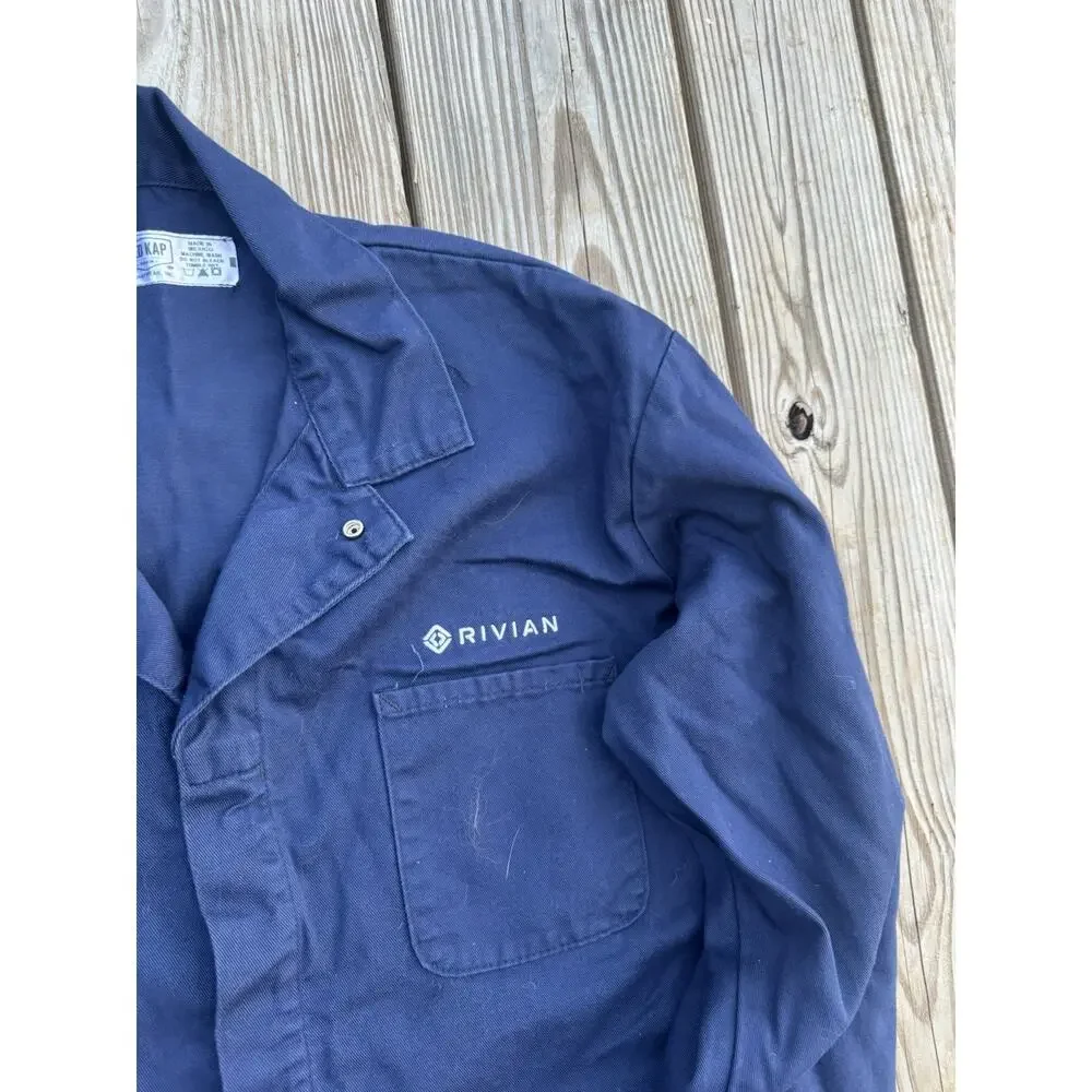Rivian Red Kap Mechanic Coveralls Navy Blue Work Uniform 48RG 100% Cotton